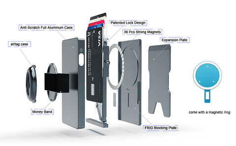 All-Aluminum Pop Up Slide Rfid Slim Card Holder Wallet With Airtag Holder
